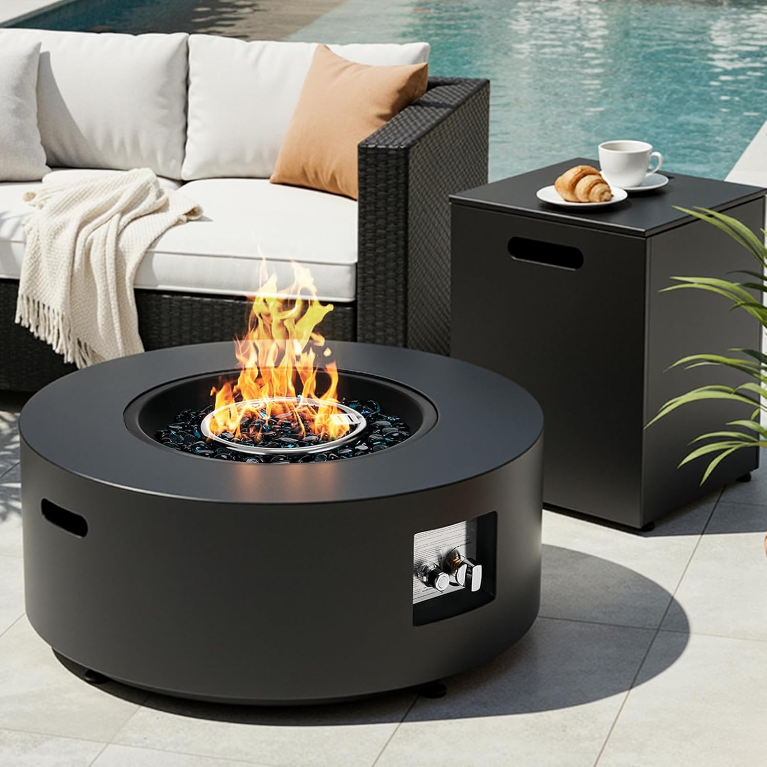 Outdoor Furniture Fire Table - 30 inç Yuvarlak Propan Ateş Çukuru