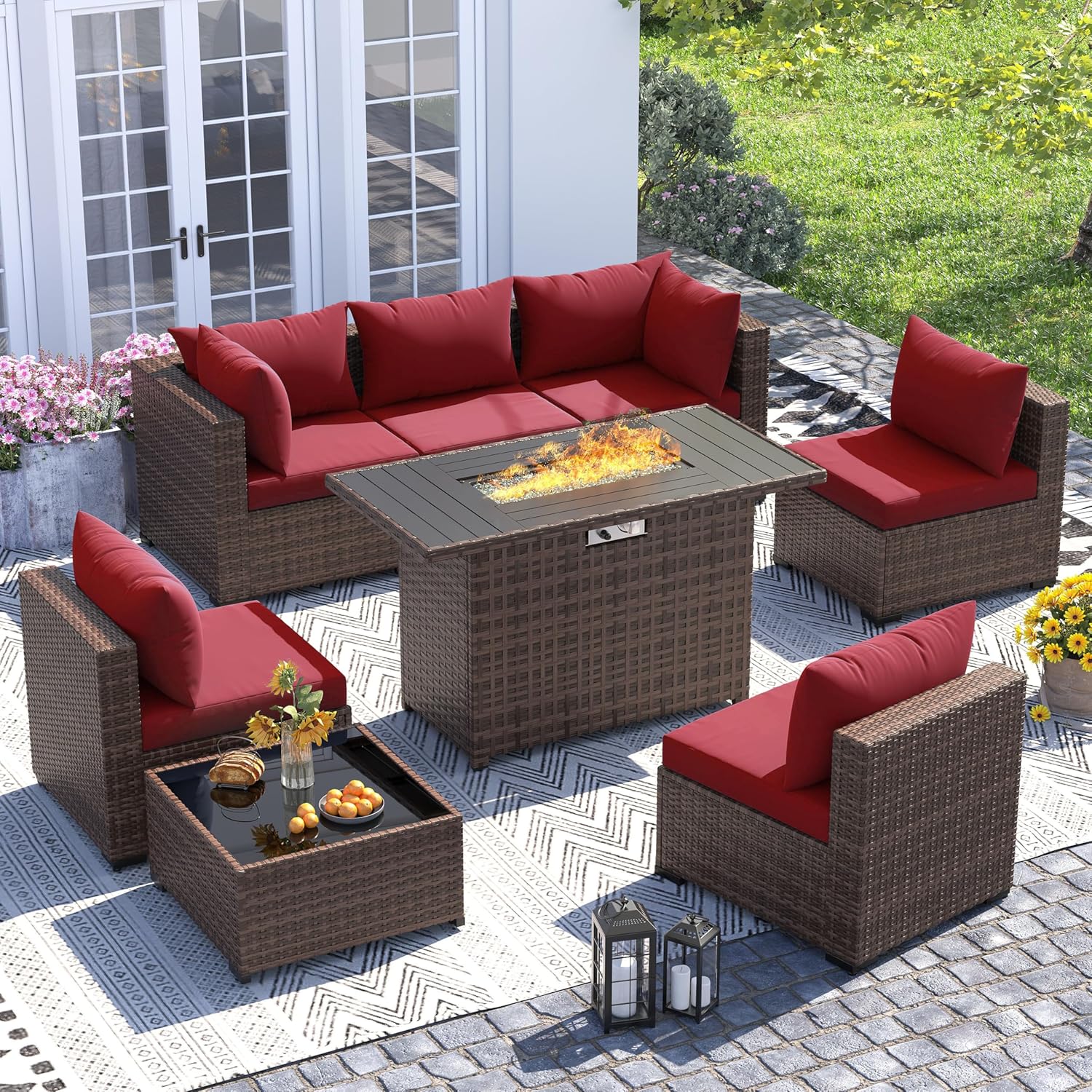 Outdoor Furniture Fire Table - 8 Parça Her Hava Koşuluna Uygun
