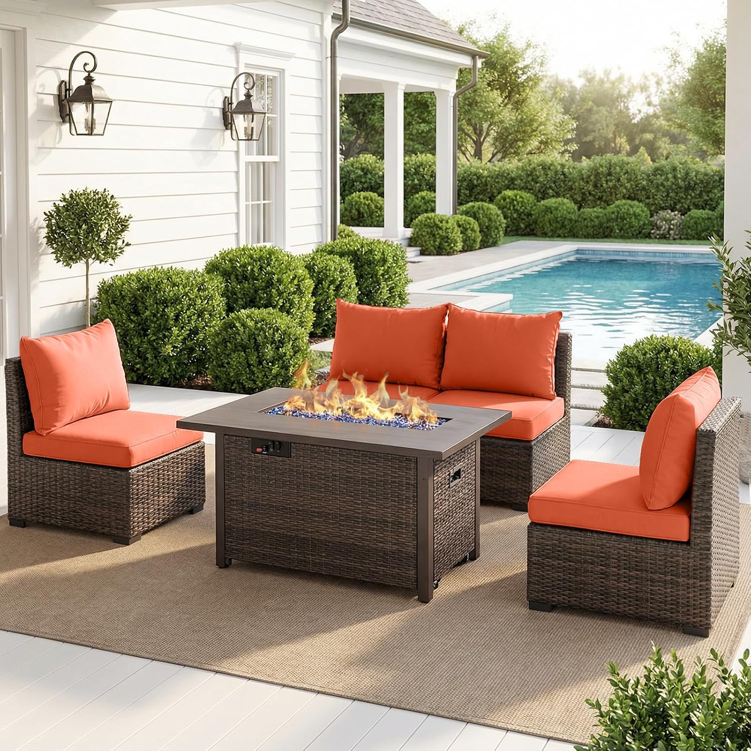 Outdoor Furniture Fire Table - Ateş Çukuru Masalı Veranda Mobilya Takımı,