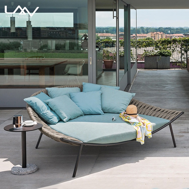 Outdoor Daybed Furniture - Modern Dış Mekan Bahçe Örgülü Halat