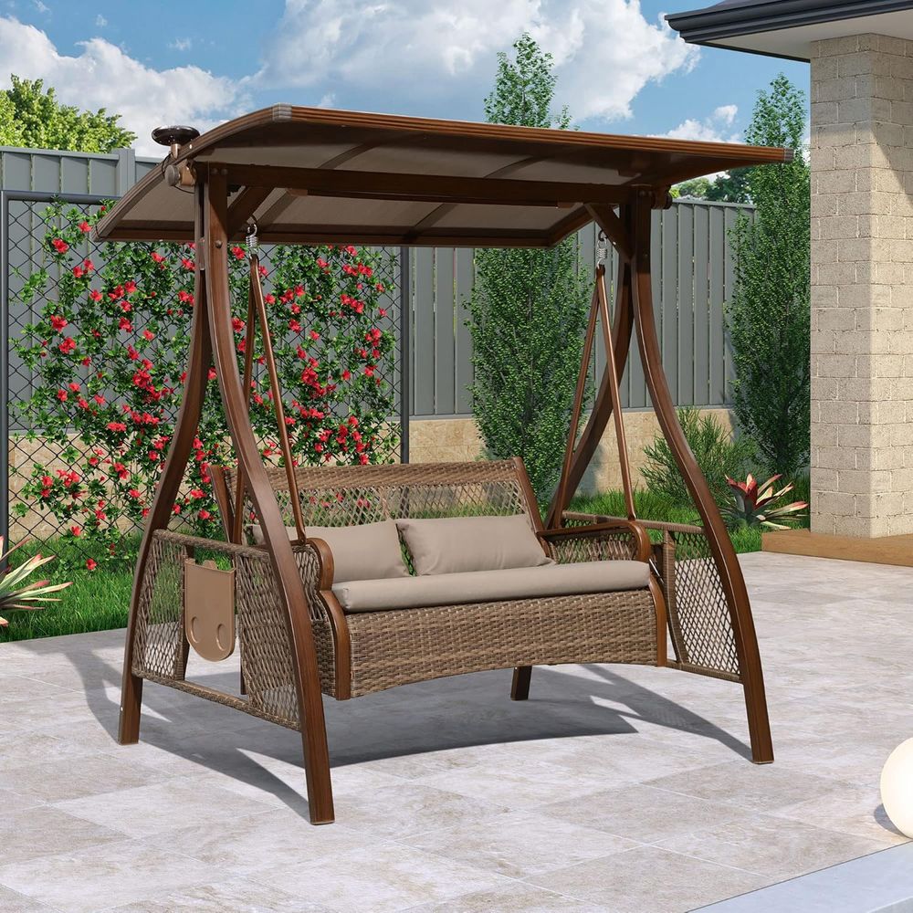 Outdoor Furniture Without Cushions - 2 Kişilik El Dokuması Hasır Bahçe