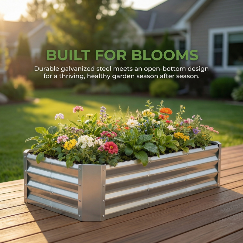 Garden Storage Box - Büyük Tabansız Galvanizli Bahçe Dikim Yatağı