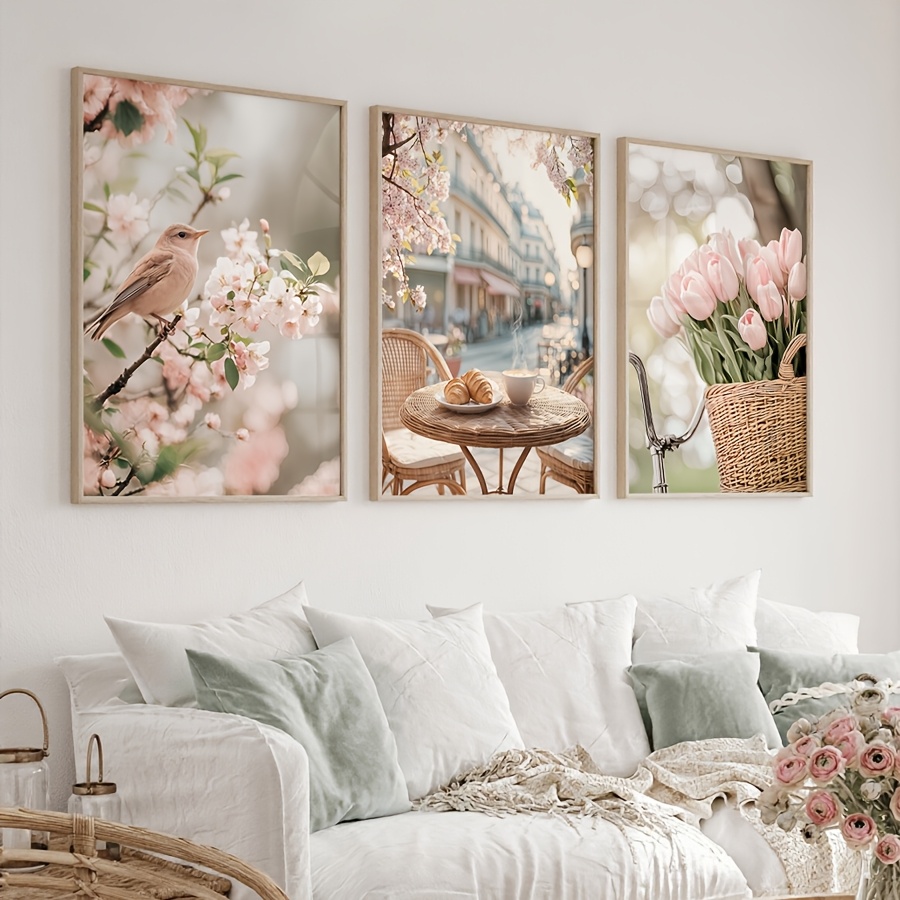 Outdoor Furniture Decor - 3 adet/takım Romantik Paris Sokak Tuval