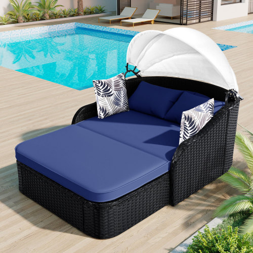 Outdoor Daybed Furniture - 79,9 inç Ayarlanabilir Tenteli Dış Mekan