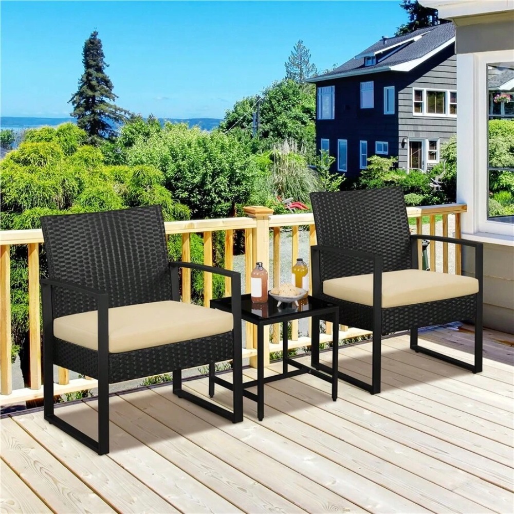 Outdoor Furniture Rattan - 3 Parçalı Açık Hava Hasır Mobilya