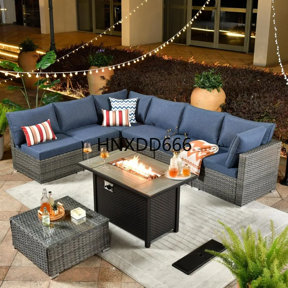 Outdoor Furniture Fire Table - Açık Alan 8 Parçalı Bahçe Mobilya