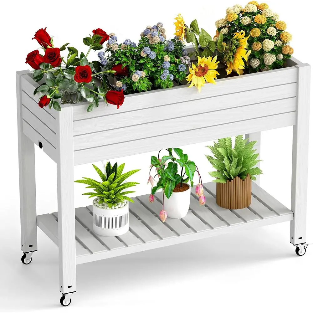 Garden Storage Box - Ayaklı ve Tekerlekli Yükseltilmiş Bahçe Yatağı,