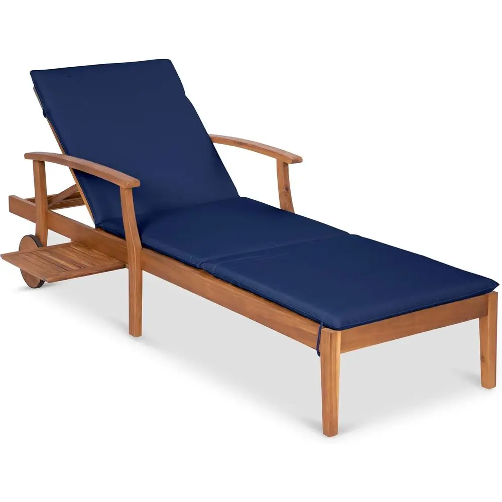 Outdoor Furniture Without Cushions - Lacivert Akasya Ağacından Şezlong, Çekmeceli Yan