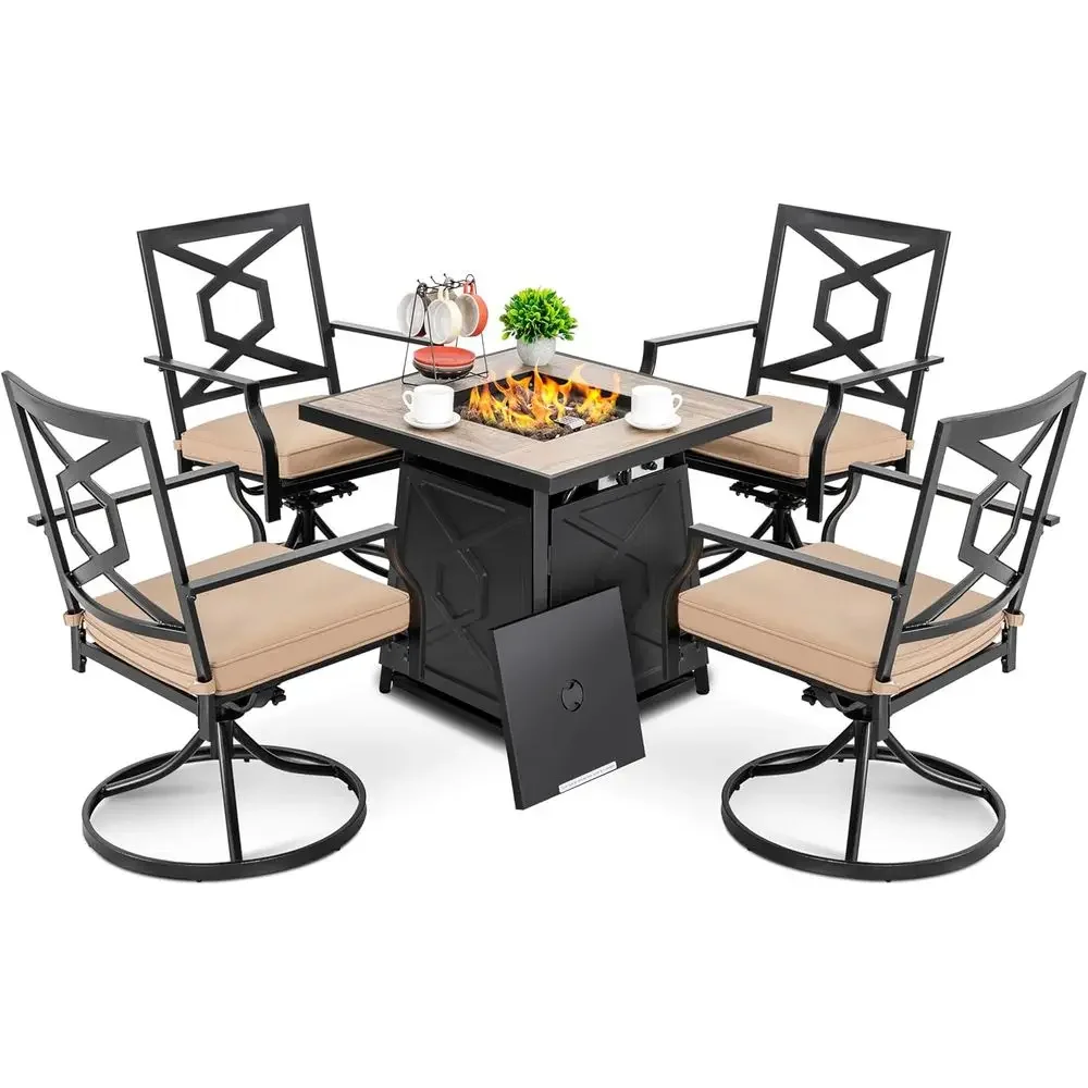 Outdoor Furniture Fire Table - 5 Parçalı Dış Mekan Veranda Mobilya