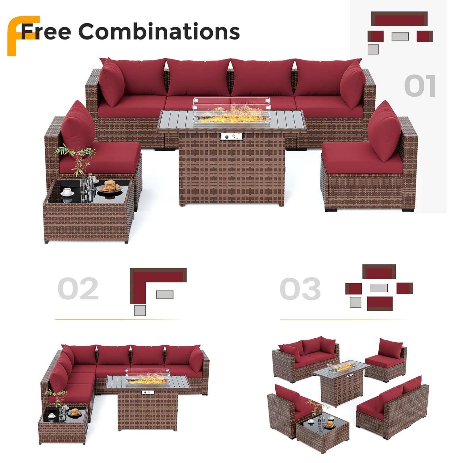 8 Parça Her Hava Koşuluna Uygu - Outdoor Furniture Fire Table incelemesi ve fiyatı