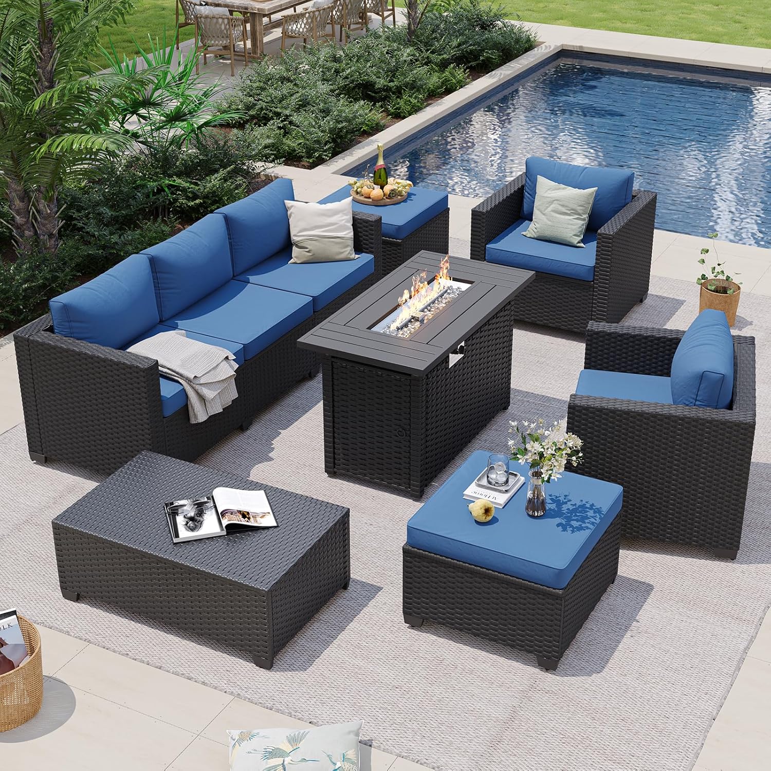 Lacivert Dış Mekan Köşe Koltuk - Outdoor Furniture Fire Table incelemesi ve fiyatı