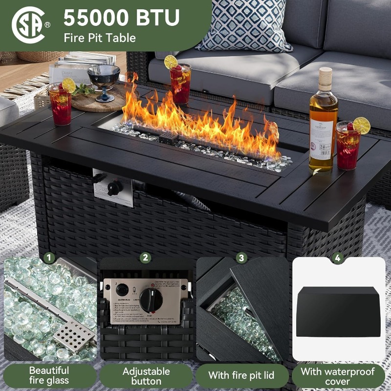 Aoxun 8 Parçalı Bahçe Mobilya  - Outdoor Furniture Fire Table incelemesi ve fiyatı
